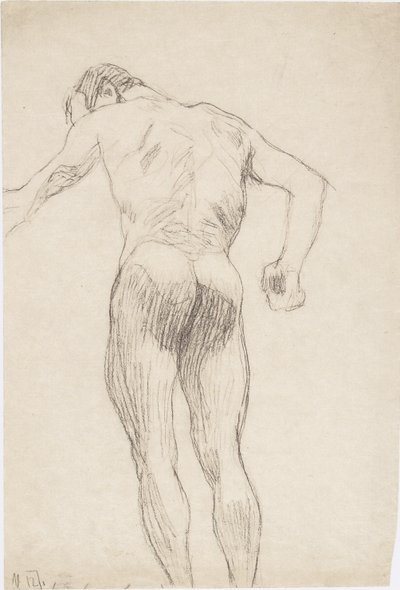 Male Nude Back View Facing Left by Gustav Klimt